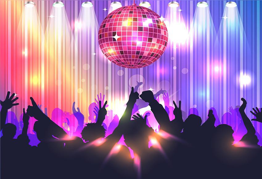 Disco Party. 70s Disco Fashion. 80s Disco Fashion.Purple Disco machine. |  Photographic Print