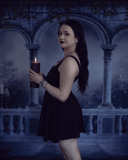 Night Scenery With Gothic Balcony Photography Backdrop SBH0256