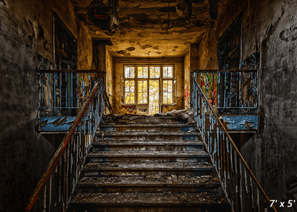 Abandoned Staircase Backdrop Graffiti Background SBH0488