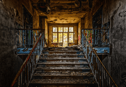 Abandoned Staircase Backdrop Graffiti Background SBH0488