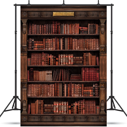 Library Antique Bookcase Fabric Backdrop SBH0529