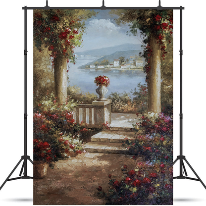 Oil Painting Summer Garden Backdrop Background SBH0563