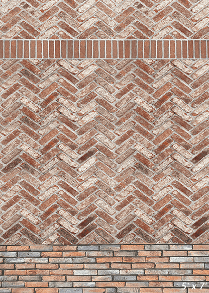 Herringbone Antique Brick Wall Background Backdrop SBH0573