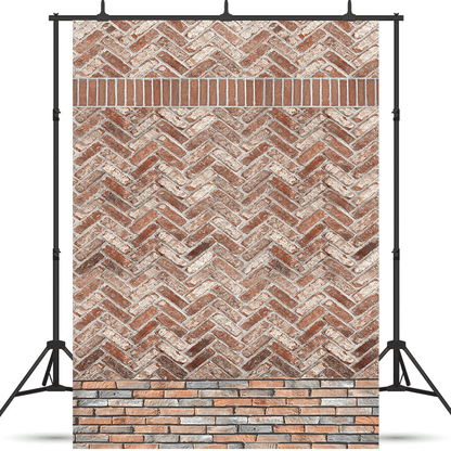 Herringbone Antique Brick Wall Background Backdrop SBH0573