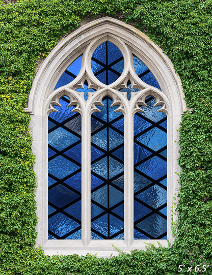 Stained Glass Windows Ivy Wall Church Backdrop SBH0609