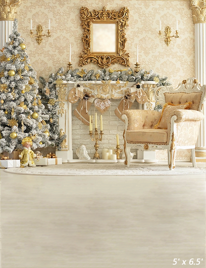 Beige Christmas Living Room Backdrop for Photo SBH0623