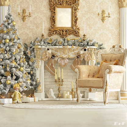 Beige Christmas Living Room Backdrop for Photo SBH0623