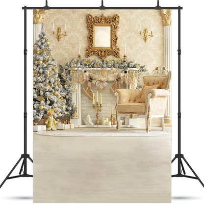 Beige Christmas Living Room Backdrop for Photo SBH0623