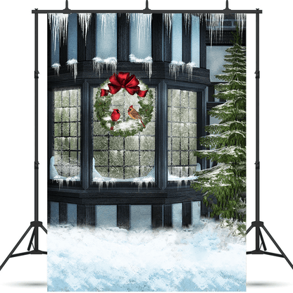 Christmas Retro White World Snow Covered Winter Backdrop SBH0646