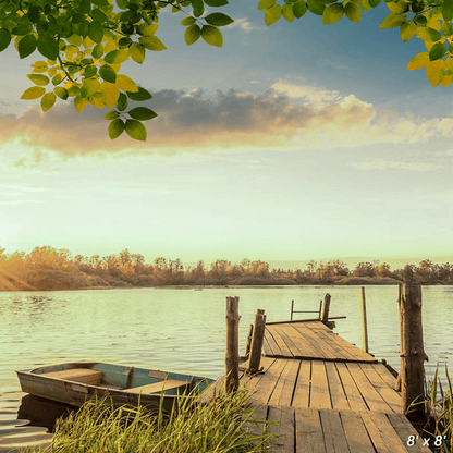 Red Autumn and Fishing Pier Fall Backdrop for Photo SBH0651