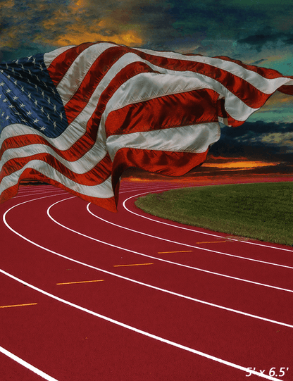 American Flag Flying Over Beautiful Sunset Sports Background SBH0652