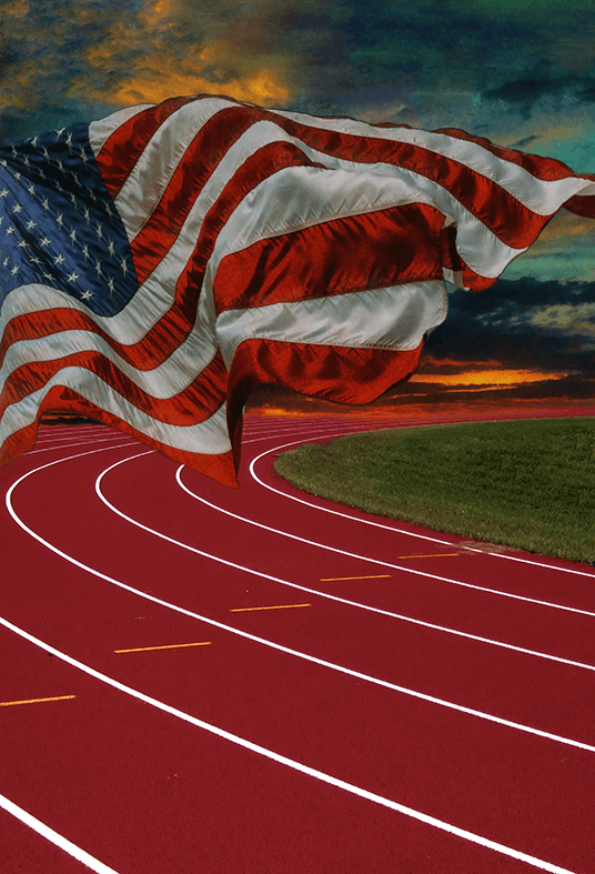 American Flag Flying Over Beautiful Sunset Sports Background SBH0652 ...