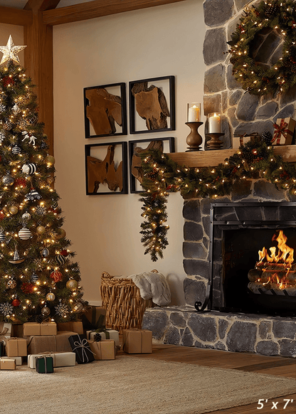 Christmas Tree Fire Place Backdrop for Photo Studio SBH0669