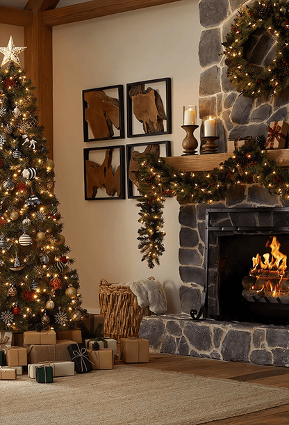 Christmas Tree Fire Place Backdrop for Photo Studio SBH0669