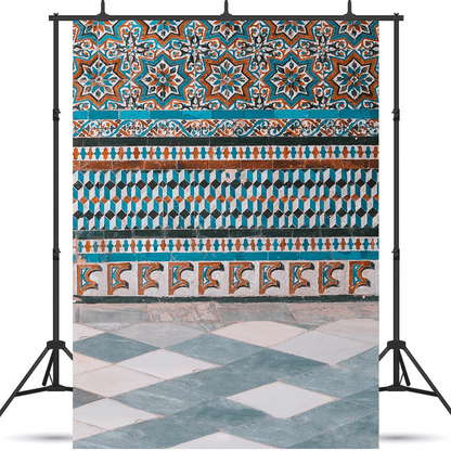 Mosque Geometric Wall Malaysia Fabric Backdrop for Photo SBH0702