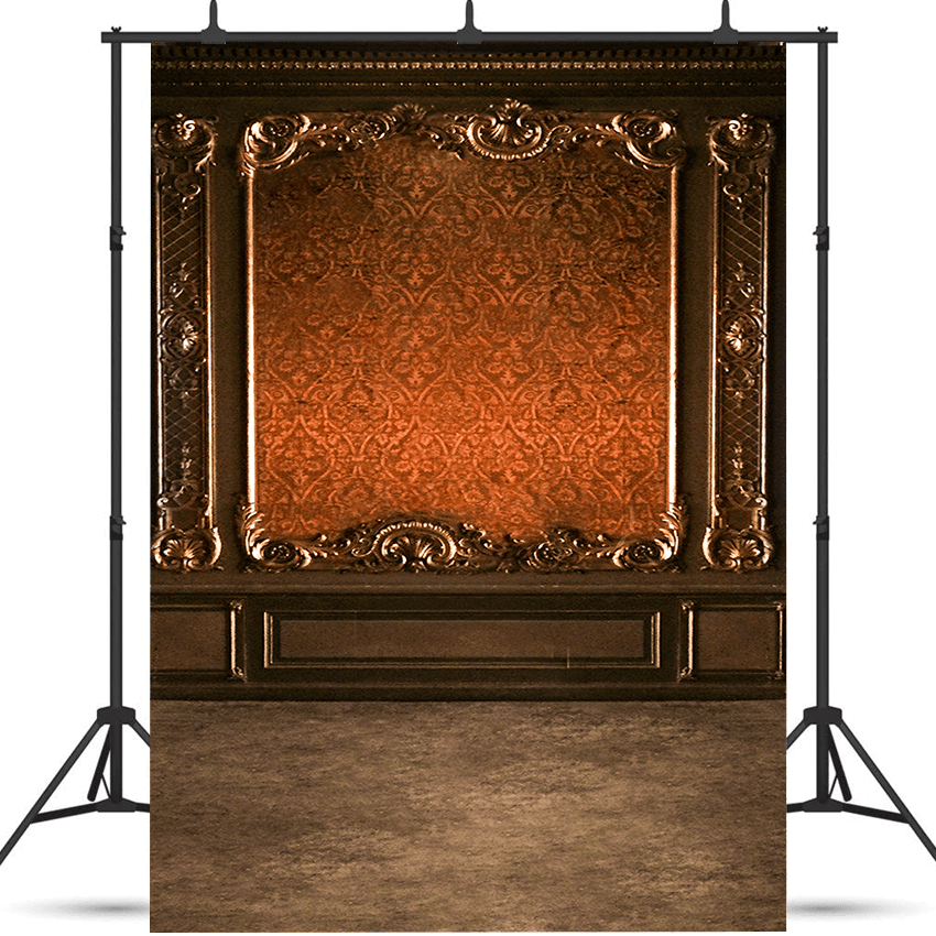 Luxurious Decor with Intricate Golden Patterns and Dark Wood Backdrop SBH0739