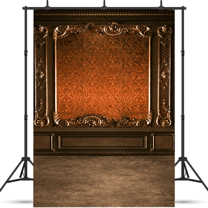 Luxurious Decor with Intricate Golden Patterns and Dark Wood Backdrop SBH0739