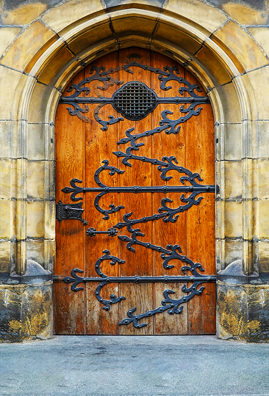 Medieval Ornate Wooden Door Photography Background SBH0752