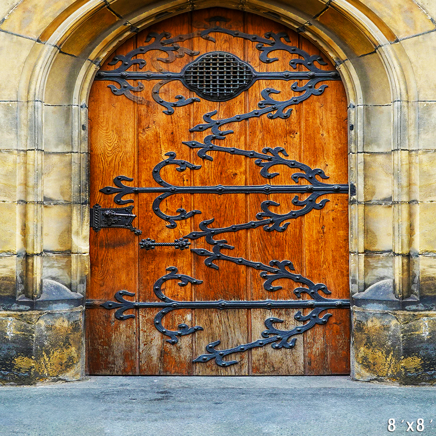 Medieval Ornate Wooden Door Photography Background SBH0752