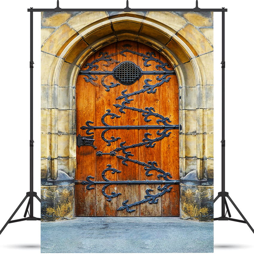 Medieval Ornate Wooden Door Photography Background SBH0752