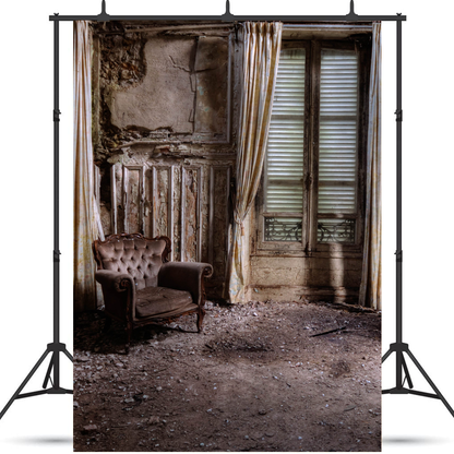 Abandoned Room Brown Armchair Photography Backdrop SBH0294