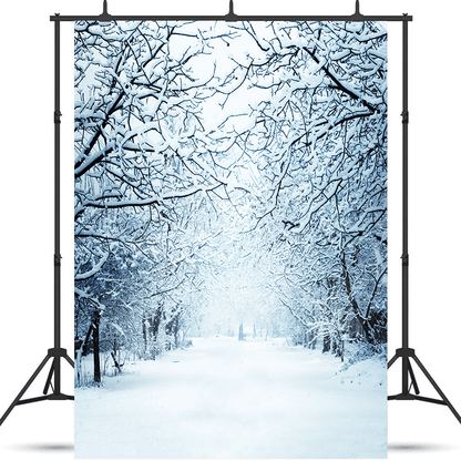 Winter Snowy Lane With Branches Photography Backdrop SBH0298