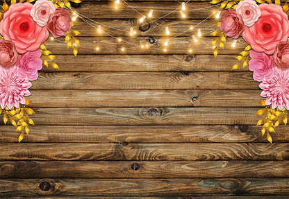 Beautiful Flower Wood Wall Photography Backdrop