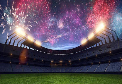 Stadium With Fireworks Backdrop Football Field Photography Background