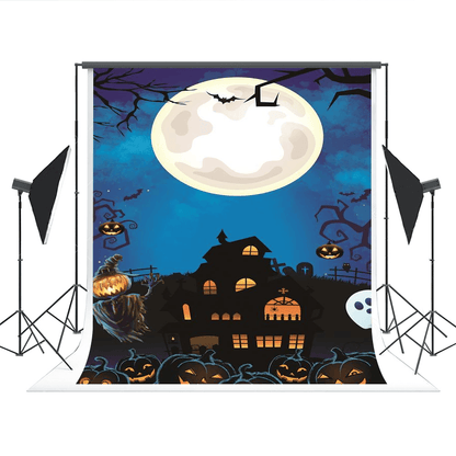 Bright Pumpkin Castle Halloween Backdrops