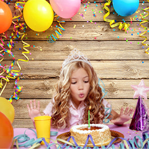 Colorful Balloon Streamers Wood Photography Backdrops  Photo Background for Happy Birthday Party