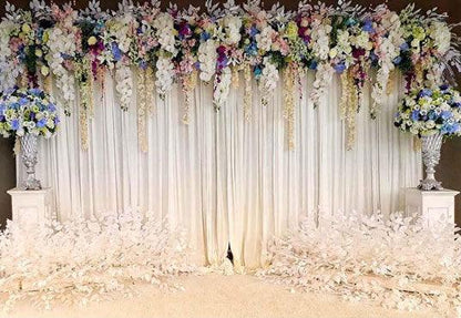 White Wedding Party Ceremony Curtain Floral Photography Backdrops