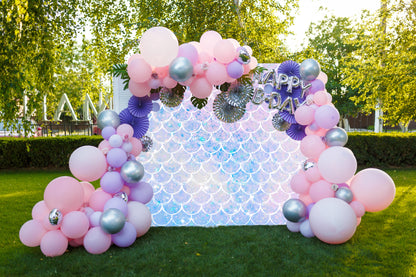 Mermaid Pink Blue Backdrop for Birthday Baby Show Party