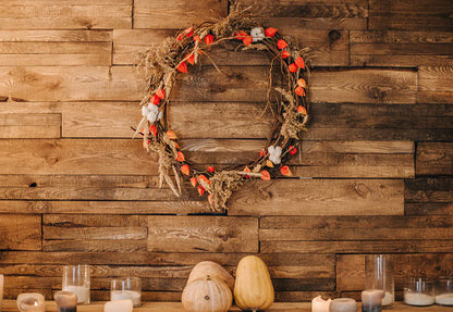 Garland Board Pumpkin Photography Backdrop Retro Wood Background