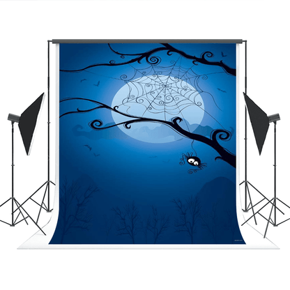 Blue Spider Web Halloween Backdrop for Party