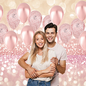 Rose Gold Balloon Decorations Photo Backdrop for Girls Birthday Baby Bridal Shower Photography Background Studio