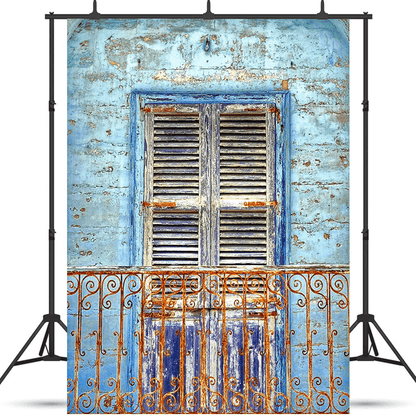 Rusty Iron Balcony Old Wall Backdrop for Photography SBH0195