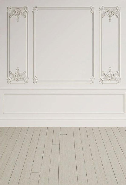 Wedding White Wall Wood Floor Backdrop for Studio