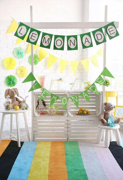 Spring Lemonade White Brick Wall Baby Show Backdrop for Studio