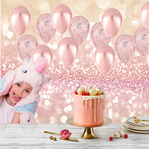 Rose Gold Balloon Decorations Photo Backdrop for Girls Birthday Baby Bridal Shower Photography Background Studio