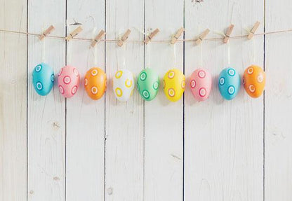 White Wood Wall Eggs Easter Photo Backdrops