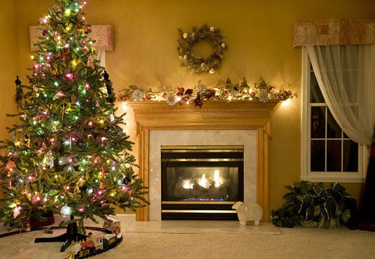 Buy Bright Christmas Tree Fireplace Backdrop for Photography Prop ...