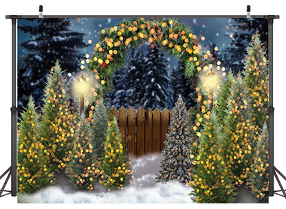 A Snowy Garden With Christmas Trees Backdrop for Photoshootings SBH0264