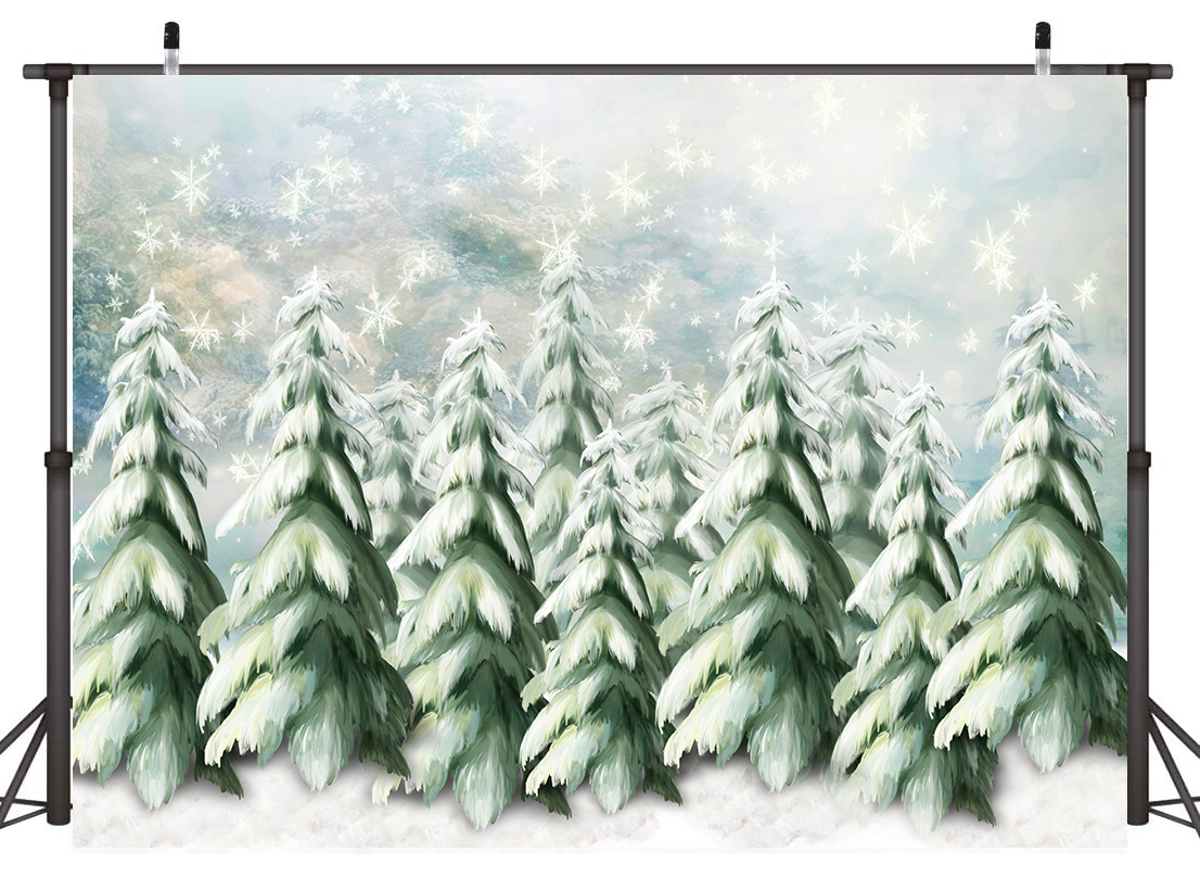 Green Pine Trees With Lights Christmas Background for Studio photograp ...