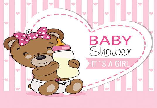 Brown Teddy Bear Baby Shower Backdrop Girl Baby Shower KEH01883 ...