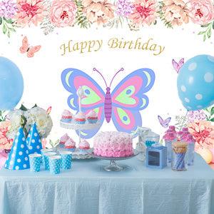 Butterfly Flower Photography Backdrop for Birthday Baby Shower Party