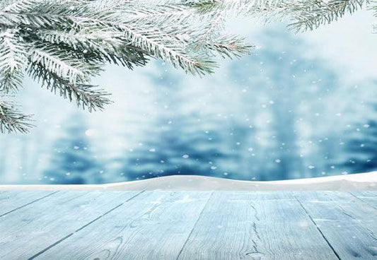 Winter Snowflake Wood Floor Backdrops