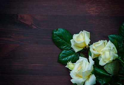 White Flowers On Dark Brown Wood Wall Backdrop For Mother's Day Photography