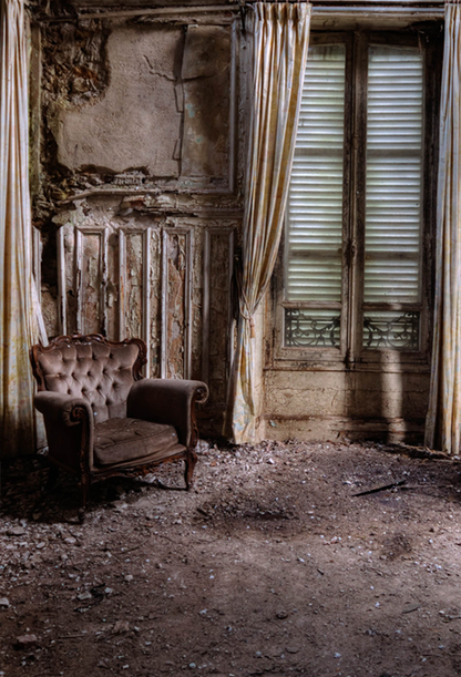 Abandoned Room Brown Armchair Photography Backdrop SBH0294