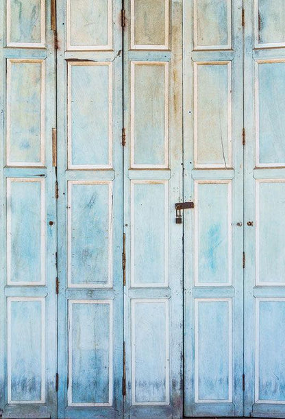 Light Blue Wood Door Architecture Backdrop for Studio