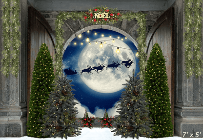 Big Moon Christmas Forest Backdrop for Photography SBH0274